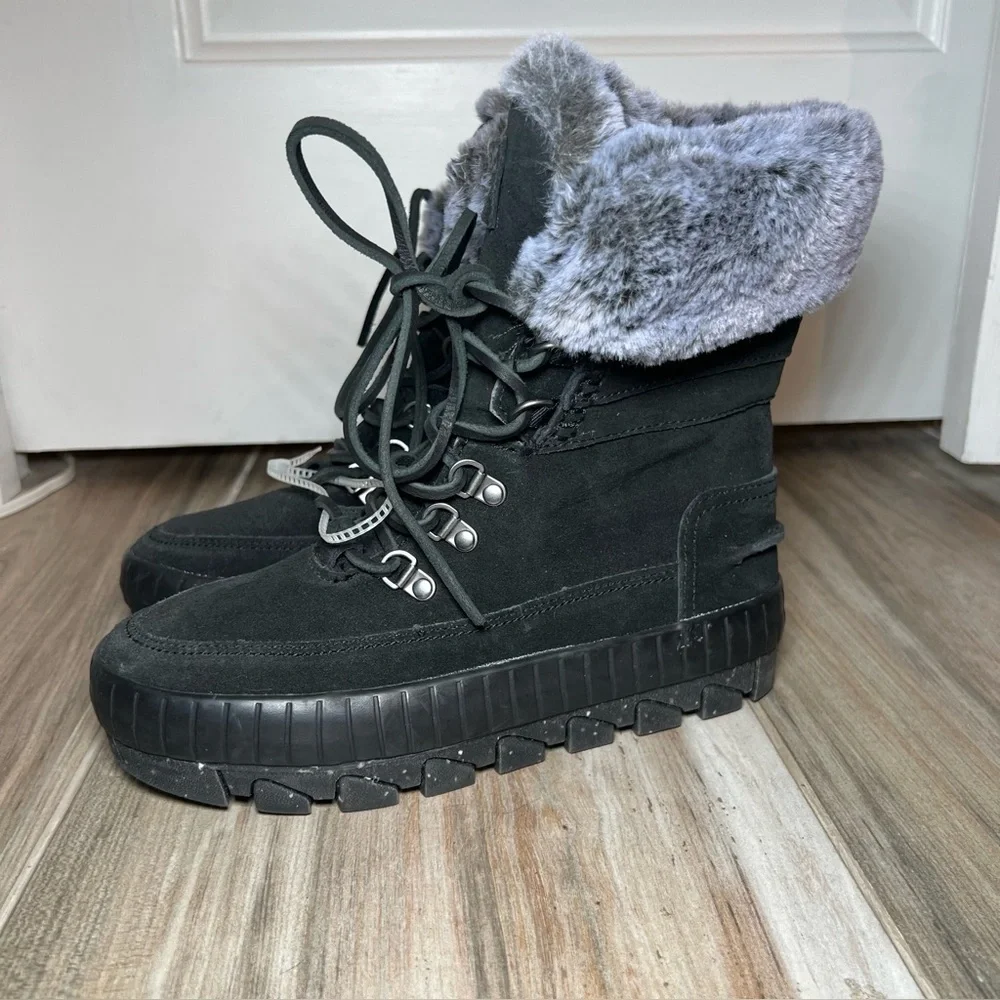 Sperry Torrent Winter Lace Up Waterproof Faux Fur Suede Boots Women 6 New